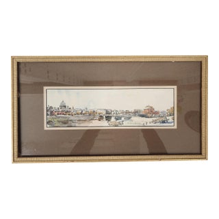 1920s Watercolor Painting of St.Peter's Basilica in Rome Signed p.c. For Sale