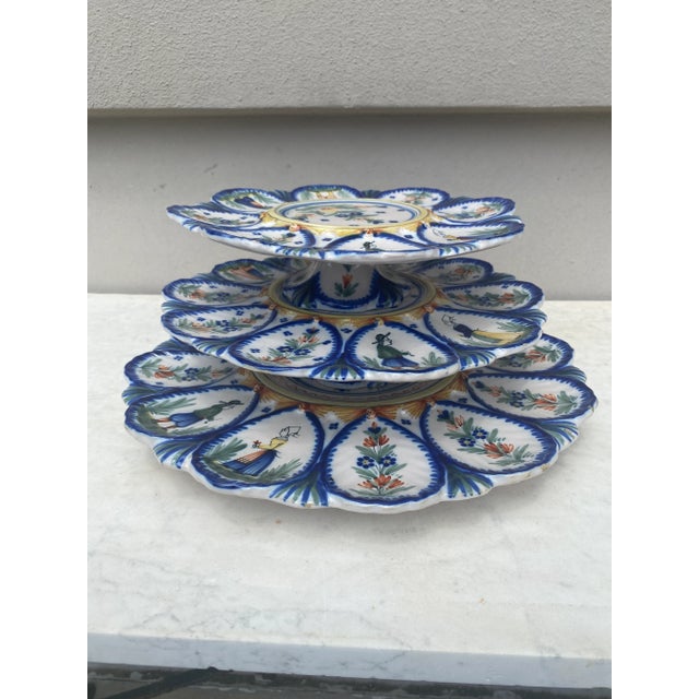 French Country 19th Century French Faience Server Oyster Henriot Quimper For Sale - Image 3 of 10