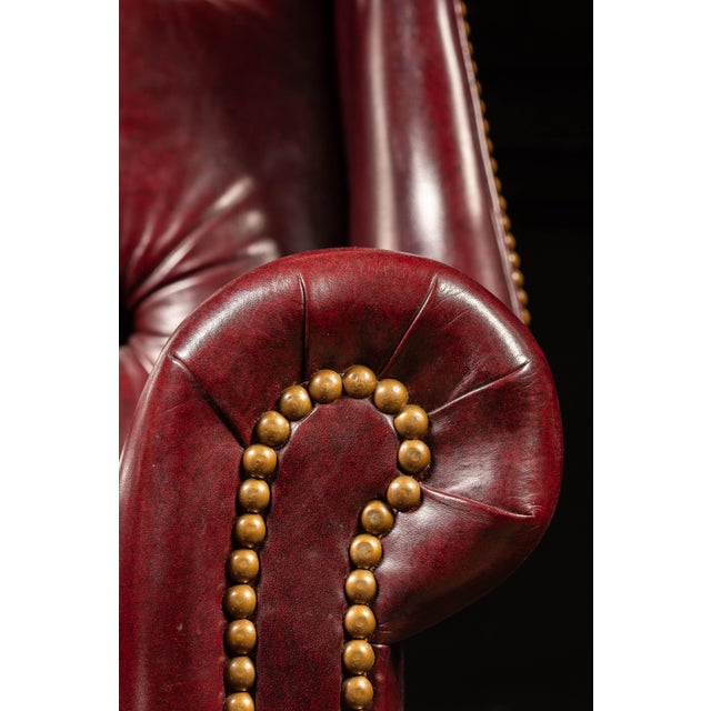 Vintage Tufted Leather Chesterfield Armchair in Burgundy by Hancock & Moore For Sale In Chicago - Image 6 of 9