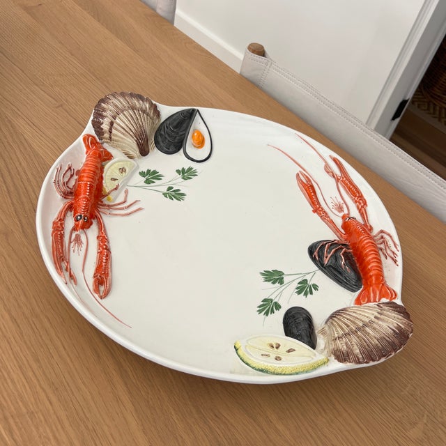 Italian Vintage Italian Hand Painted Ceramic Serving Platter For Sale - Image 3 of 7