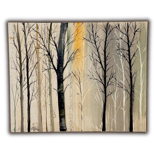 Escape the everyday and immerse yourself in the tranquility of this original acrylic painting by renowned mid-century...
