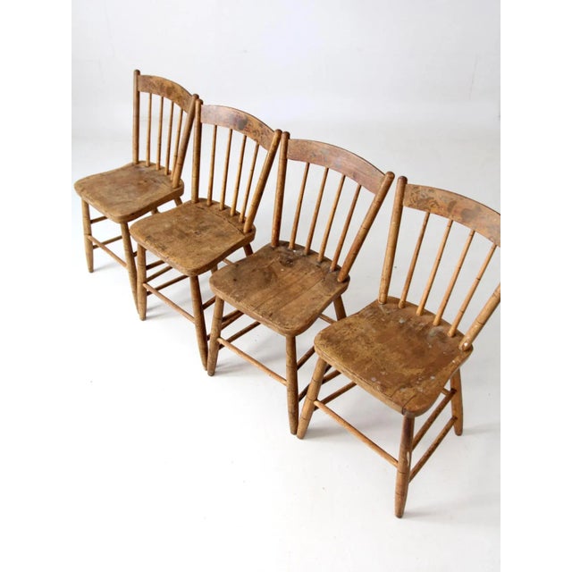 Antique Stencil Back Dining Chairs Set of 4 For Sale - Image 11 of 12