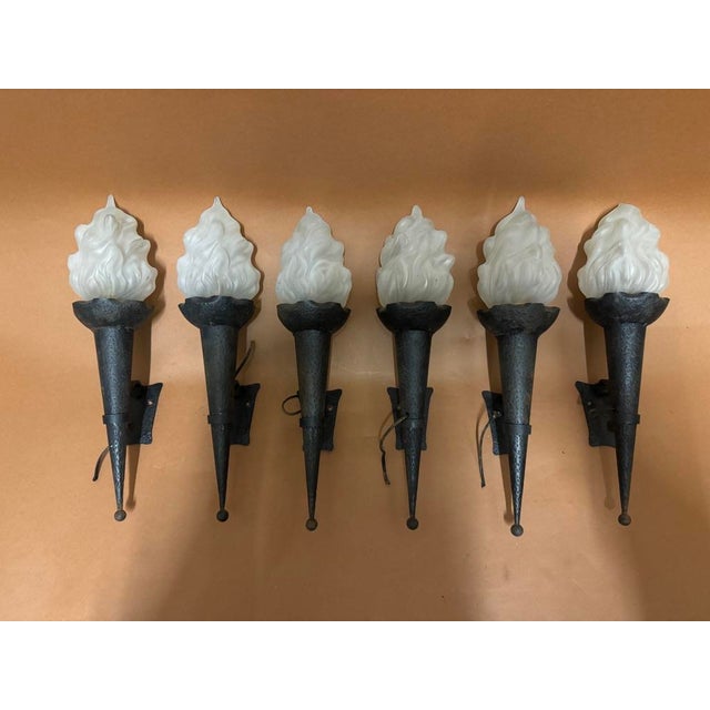 Mid-Century Modern Wall Sconces and Torchères, France, 1950, Set of 6 For Sale - Image 3 of 7