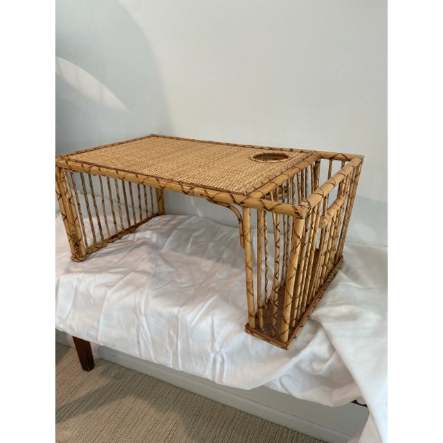 Vintage Bamboo Bed Tray With Burnt Bamboo Finish For Sale - Image 10 of 12