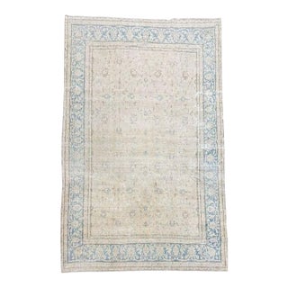 Antique Kirman Rug – Faded Ivory With Delicate Floral Motifs 8x12 For Sale