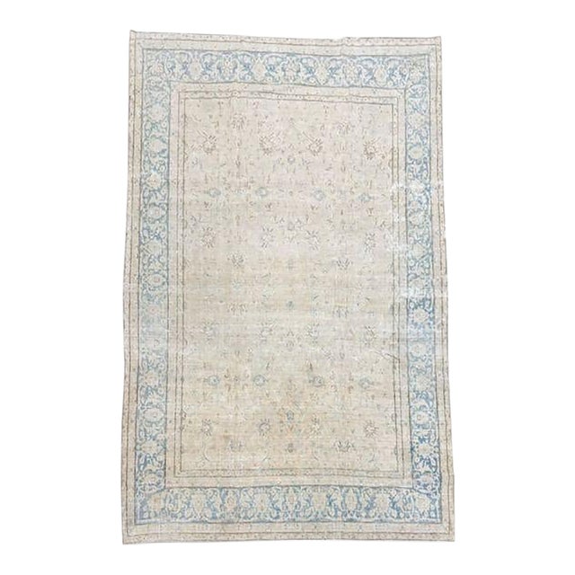 Antique Kirman Rug – Faded Ivory With Delicate Floral Motifs 8x12 For Sale