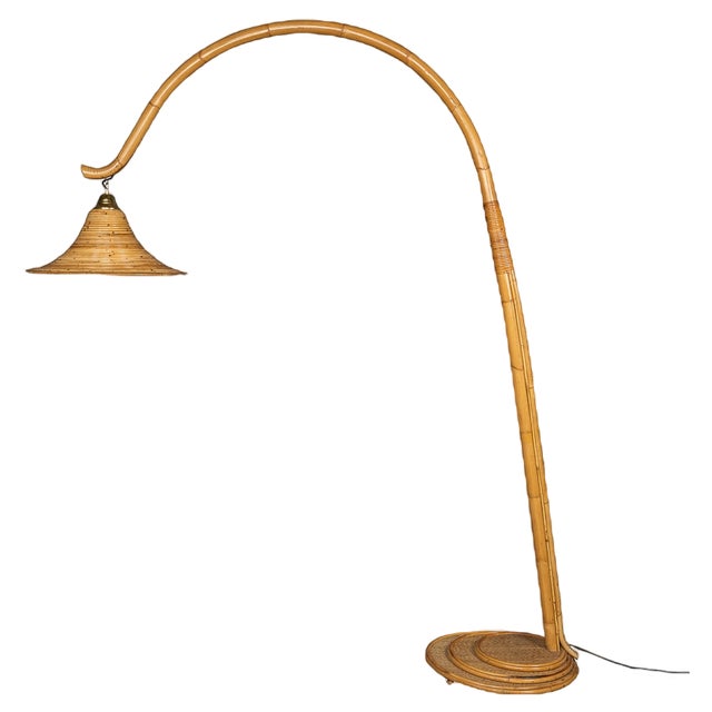 20th Century Italian Bamboo Arc Floor Lamp by Vivai Del Sud, 1970s For Sale