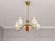 Swedish Mid-Century Modern, Chandelier or Pendant Light, Brass, Mahogany, Glass, Sweden, 1940s A wonderful chandelier...