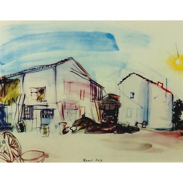 Yellow 1960s Framed 'Normandy Farm' Lithograph For Sale - Image 8 of 10