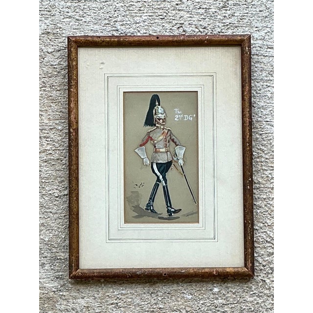 This antique cavalry officer illustration captures the elegance and discipline of historic military portraiture with...
