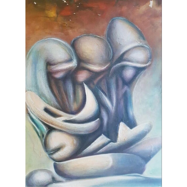 A late 1970s oil painting by French artist Justin Pelissier, Les 3 Saintes Marie. An impressionist style of painting...