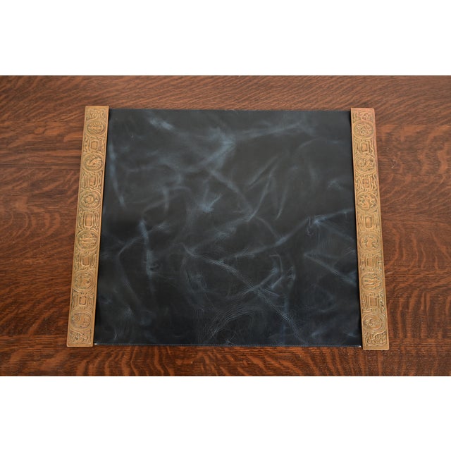 Tiffany Studios New York Zodiac Bronze Blotter Ends With Leather Desk Blotter For Sale - Image 16 of 16