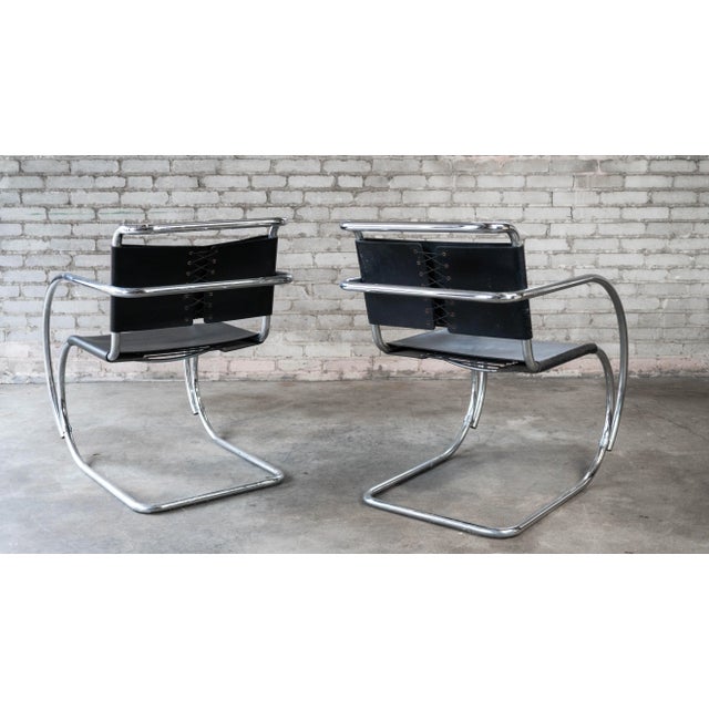 Vintage Mid Century Chairs Mies Van Der Rohe 'Mr20' Attr. Chairs - A Pair For Sale - Image 10 of 18