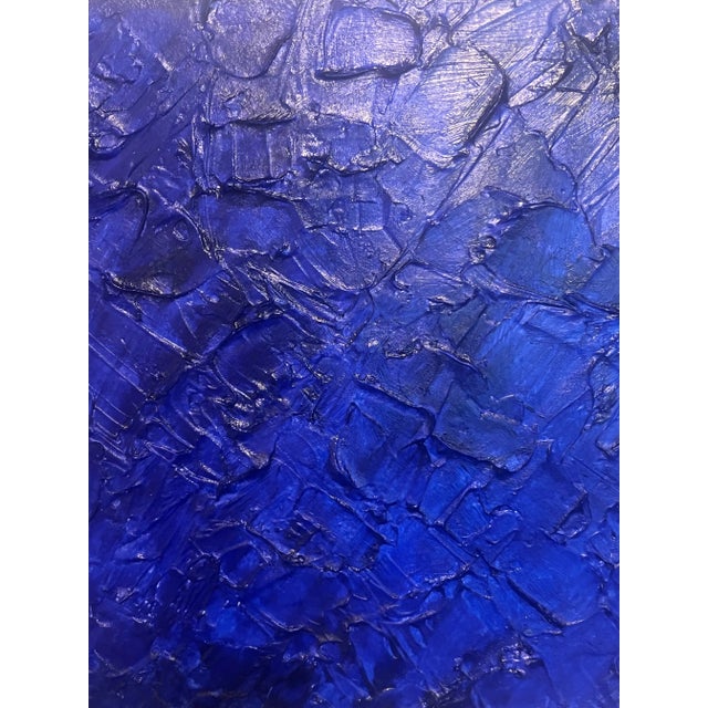 Modern Abstract Heavily Textured Acrylic Painting on Stretched Professional Canvas, “Rocky Blue,” Amazing Patterns Of...