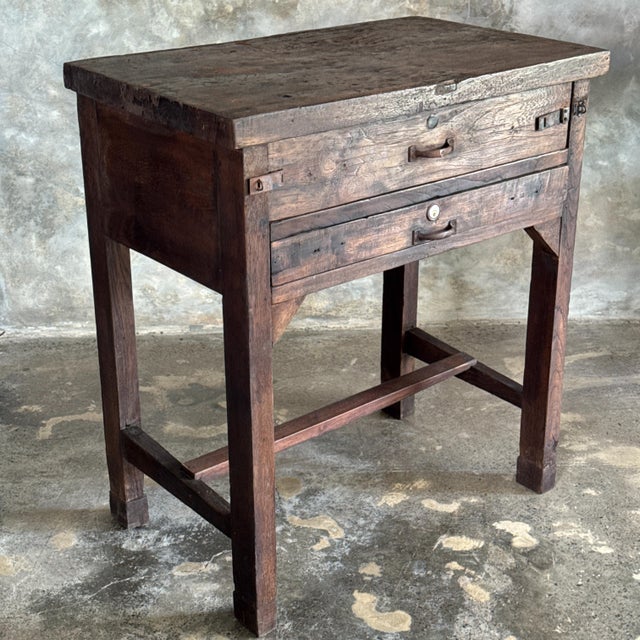 Vintage Indonesian Teak Workshop Table, 1930s For Sale - Image 3 of 11