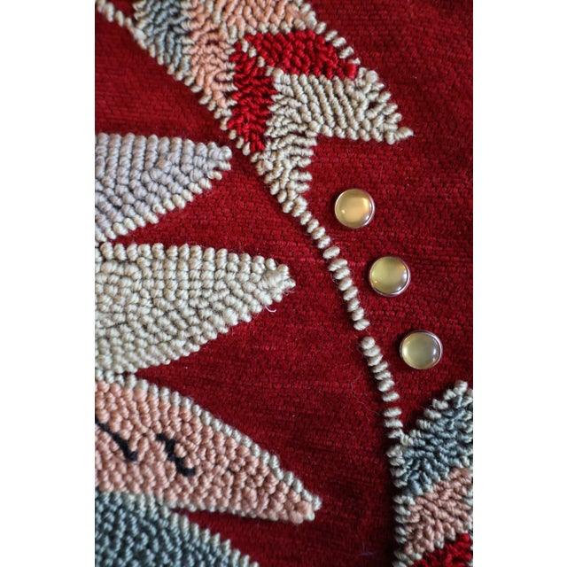 Vintage Judi Boisson 2004 Hand-Hooked Figural Pillow Covers in Cranberry Red - Pair, Unused For Sale - Image 9 of 18