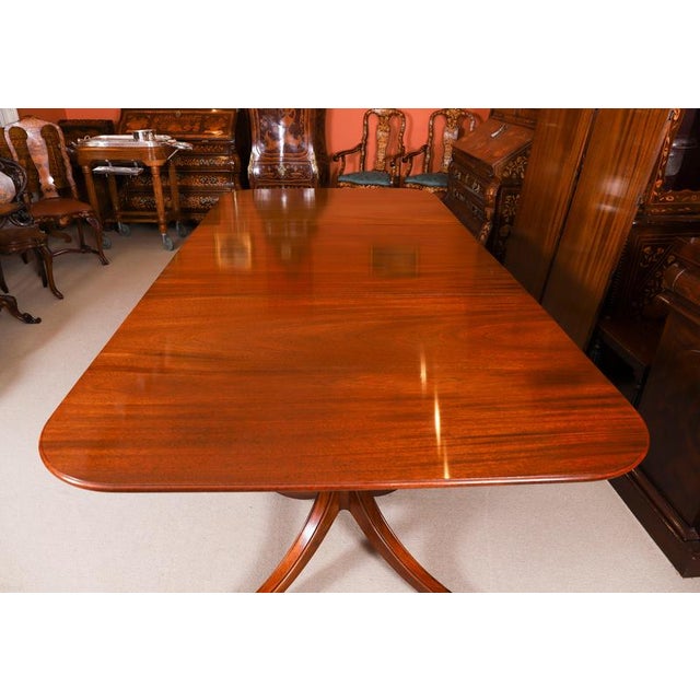 Vintage Triple Pillar Dining Table and Chairs by William Tillman, 1980s, Set of 15 For Sale - Image 6 of 15