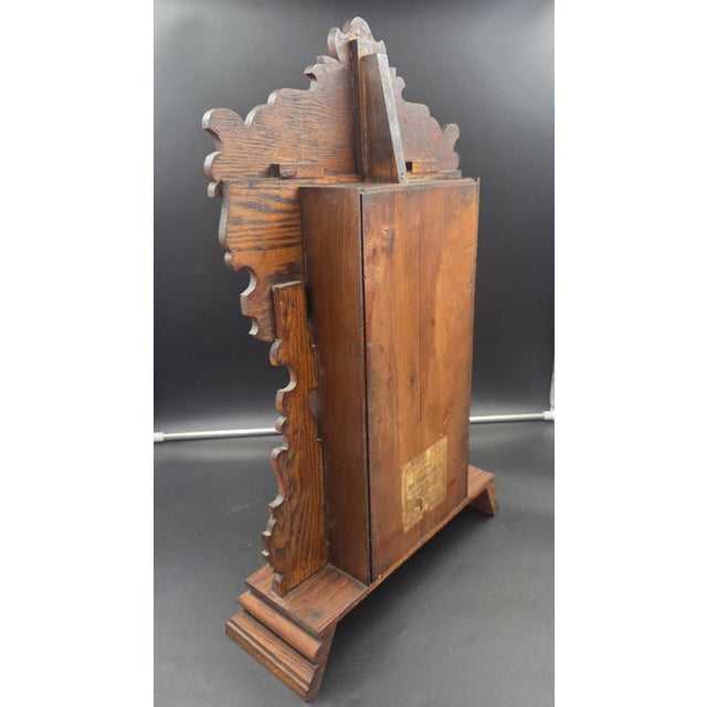 New Haven Clock Company Antique New Haven "Maine Line" 8-Day Striking Stenciled Glass & Wood Case Mantel Clock For Sale - Image 4 of 18
