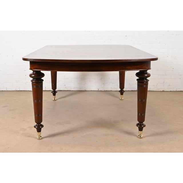 Baker Furniture English Regency Flame Mahogany Extension Dining Table, Newly Refinished For Sale - Image 10 of 12