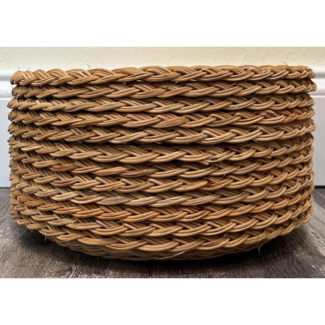 Boho Chic 1970s Wicker Charger Plates- Set of 12 For Sale - Image 3 of 3