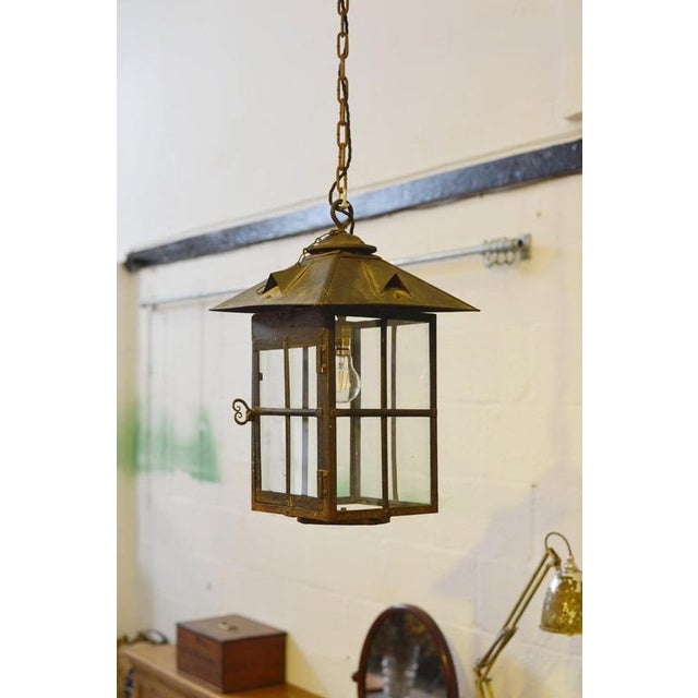 Arts & Crafts Wrought Iron Hall Lantern, 1910s For Sale - Image 9 of 12