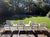Set of Six, Custom Cantilever Dining Chairs Upholstered in Ivory, Attributed to Ludwig Mies Van Der Rohe For Sale - Image 15 of 18