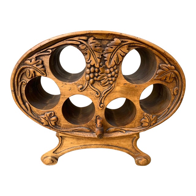 Vintage Wooden Tabletop Wine Rack For Sale