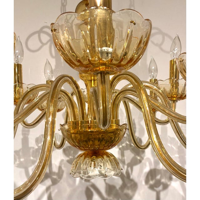 1990s Myran Allan Luxury Lighting Italian Amber Glass Chandelier For Sale - Image 5 of 7