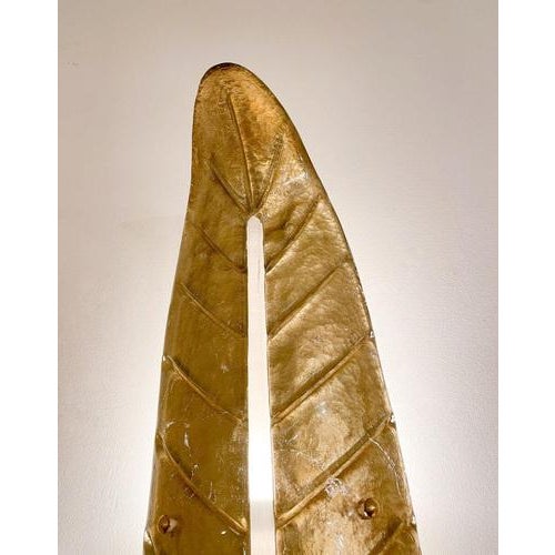 Mid-Century Gold Murano Glass Wall Lights in the style of Barovier, Set of 2 For Sale - Image 4 of 7