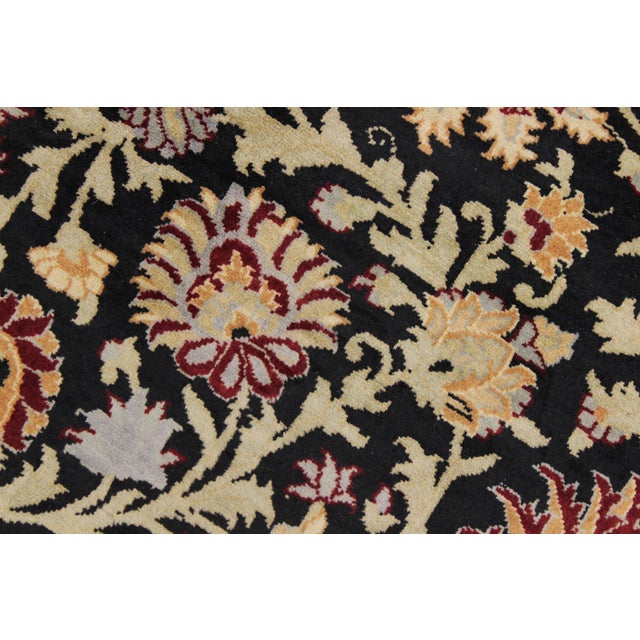 Art Nouveau Style 1990's Pak-Persian Black/Green Wool Rug - 6'2'' X 9'0'' For Sale In New York - Image 6 of 9