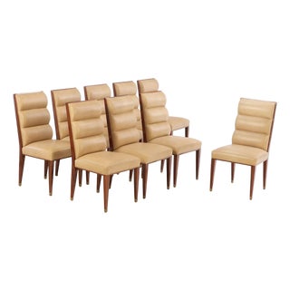 Eight Art Deco Ruhlmann Style Dining Chairs For Sale
