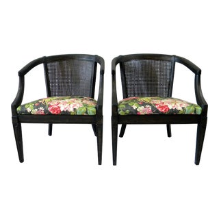 Vintage Mid Century Caned-Back Chairs- A Pair For Sale