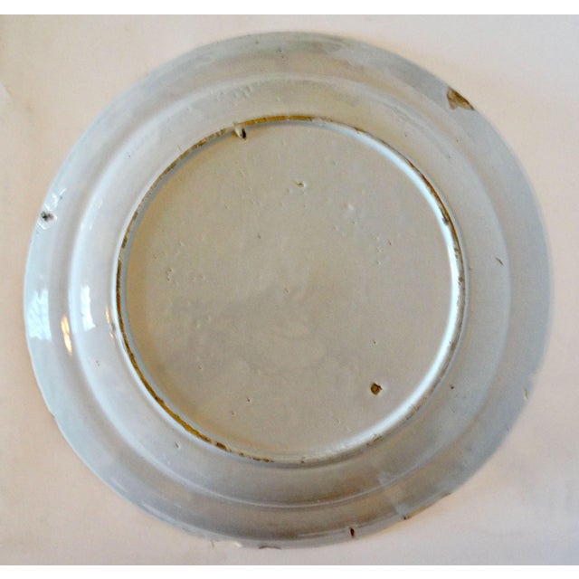 Antique Dutch Delft Chinoiserie Platter Charger 14" Diameter Large Blue White For Sale - Image 10 of 10