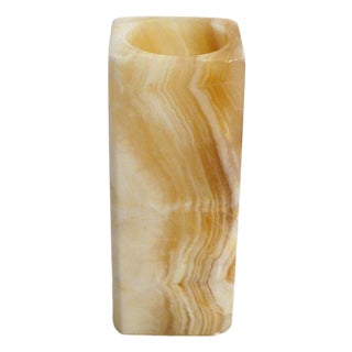 Square Vase with Beveled Edges in Onyx Stone, 1960s For Sale