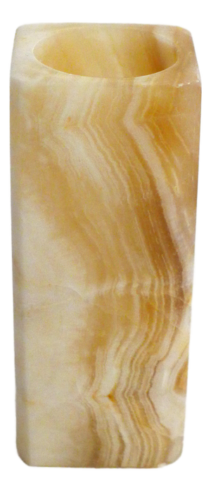 Square Vase with Beveled Edges in Onyx Stone, 1960s