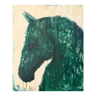 Artist Liubou Sas “Green Horse” Modern Original Art For Sale