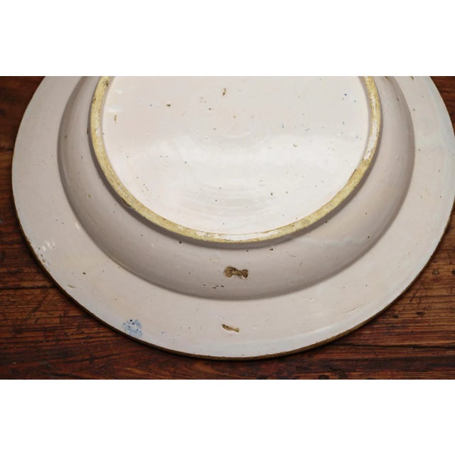 19th Century Portuguese Large Blue and White Wall Plate Depicting Palaces, Earthenware, Faience For Sale - Image 11 of 13