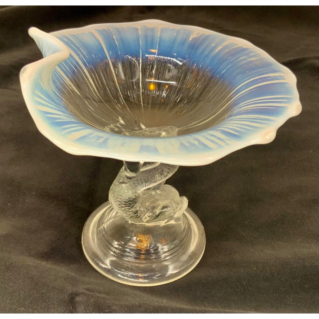 Vintage Northwood Dolphin White Opalescent and Clear Glass Bowl For Sale - Image 9 of 9