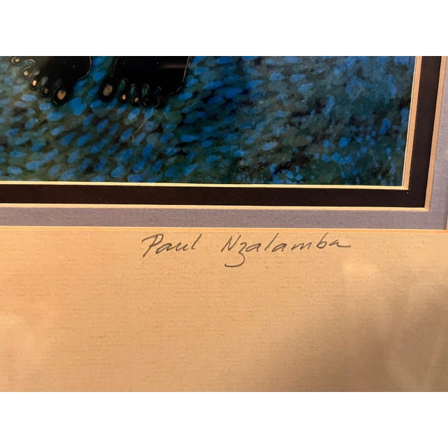 Paul Nzalamba Framed African Art Print Under the Moon Ugandan Artist Signed For Sale - Image 4 of 6