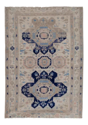 Distressed Turkish Derbent Rug 4'3" X 6'1"