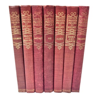 Antique 1902 Little Masterpieces of Science Book Set – Red Gilt Decorative Library Volumes (Set of 7) For Sale