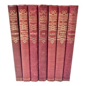 Antique 1902 Little Masterpieces of Science Book Set – Red Gilt Decorative Library Volumes (Set of 7)