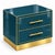 Petrol Blue Murano Glass Nightstands on Brass Plinth from Justfurnituress SRL, Set of 2 For Sale - Image 4 of 9