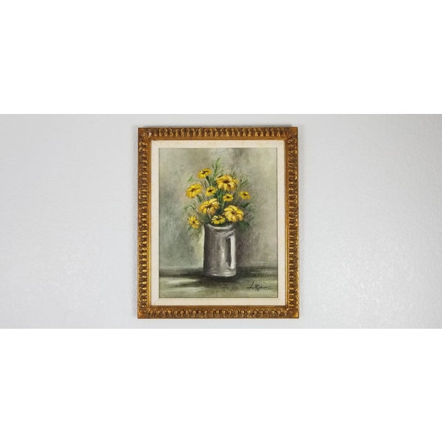 1973 Lo Rubio Still Life With Flowers Oil on Canvas Painting For Sale - Image 13 of 13