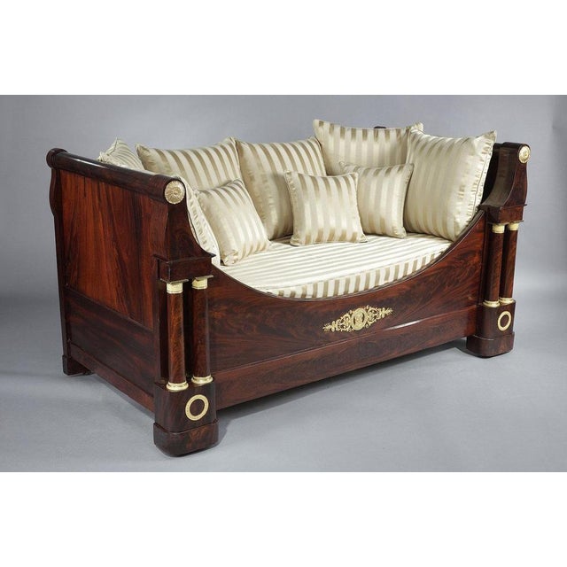 Wood 19th Century Restoration Period Mahogany and Gilt Bronze Sofa Bed, 1820s For Sale - Image 7 of 14