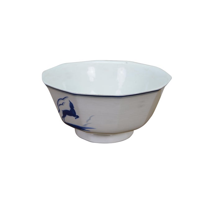 Rustic European Mid 20th Century Limoges France Orchies Moulin Des Loups & Hamage Chamois Antelope Bowl 10" For Sale - Image 3 of 15
