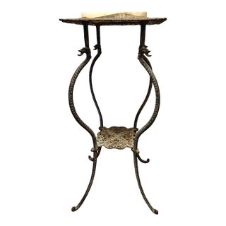 1890's Nb&iw Victorian Dragon Head Cast Iron and Onyx Stand For Sale