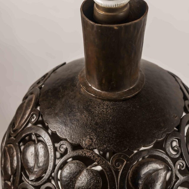 Large Art Deco Wrought Iron Table Lamp by Edgar-William Brandt, 1930s For Sale - Image 11 of 18