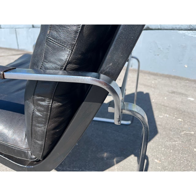 1970s Jørgen Lund & Ole Larsen Pair of Lounge Chairs in Black Leather For Sale In Miami - Image 6 of 18
