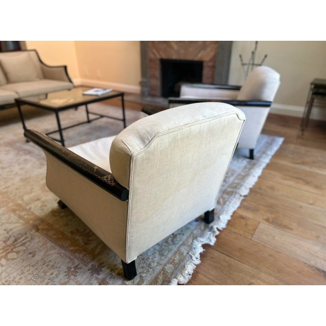 19th Century Pair of 19th Century English Raised Chinoiserie Sofa Chairs For Sale - Image 5 of 5